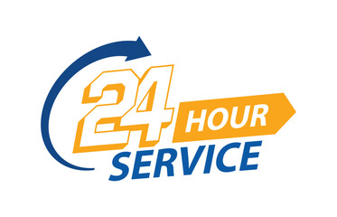 24 Hour Service Blue and Yellow Icon Design