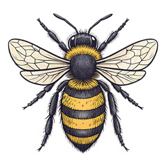 Sticker Illustration Bee Isolated White