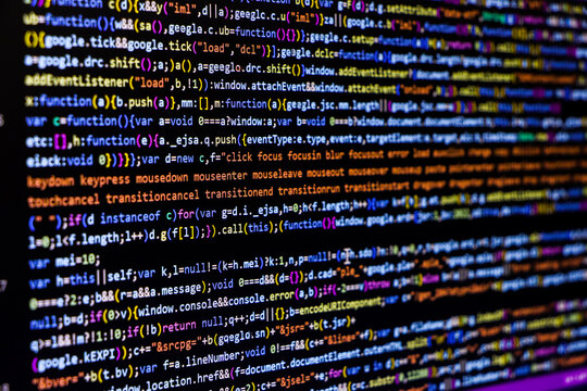 Web development code: CSS or SASS styles preprocessor script lines. Abstract screen of web developer