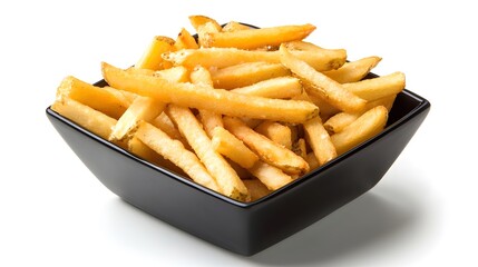 Crispy Golden French Fries in a Black Square Bowl