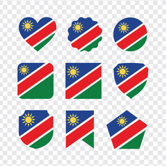 Namibia Flag Modern Shape Set Design