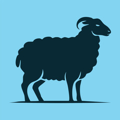 Standing Sheep Silhouette Vector Art