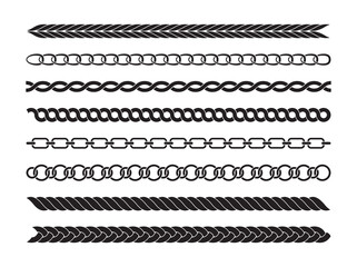 Chain Collection Black Flat Vector Set