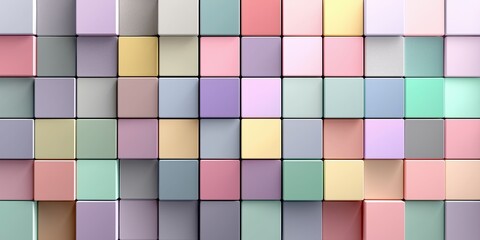 Soft pastel color blocks, pink, yellow, green, purple, blue, light gray, smooth, geometric shapes