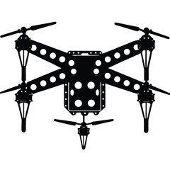 Drone Vector Silhouette illustration LED-lit drone frame silhouette