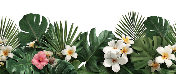 Exotic Tropical Floral and Flower Arrangement on Transparent Background