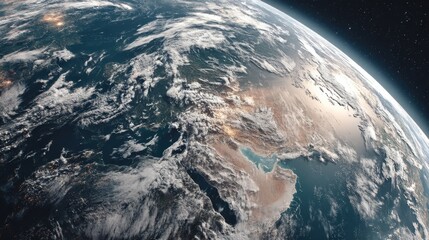 A breathtaking view of Earth from space, showcasing the intricate details of our planet's surface and atmosphere. The image highlights the beauty and complexity of our world.