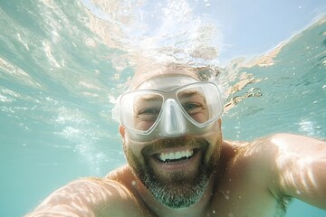 Fototapeta premium A man Snorkeling in the sea
