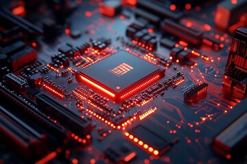 Flag of China on a processor CPU Centra processor