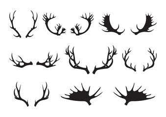Deer Horn Black Vector Icon Collection
