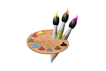 Paint brushes, banner, poster. Space for copying, vector image.