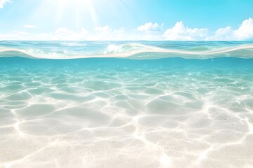 Obraz premium Blue sea ocean water surface. Underwater with sunny