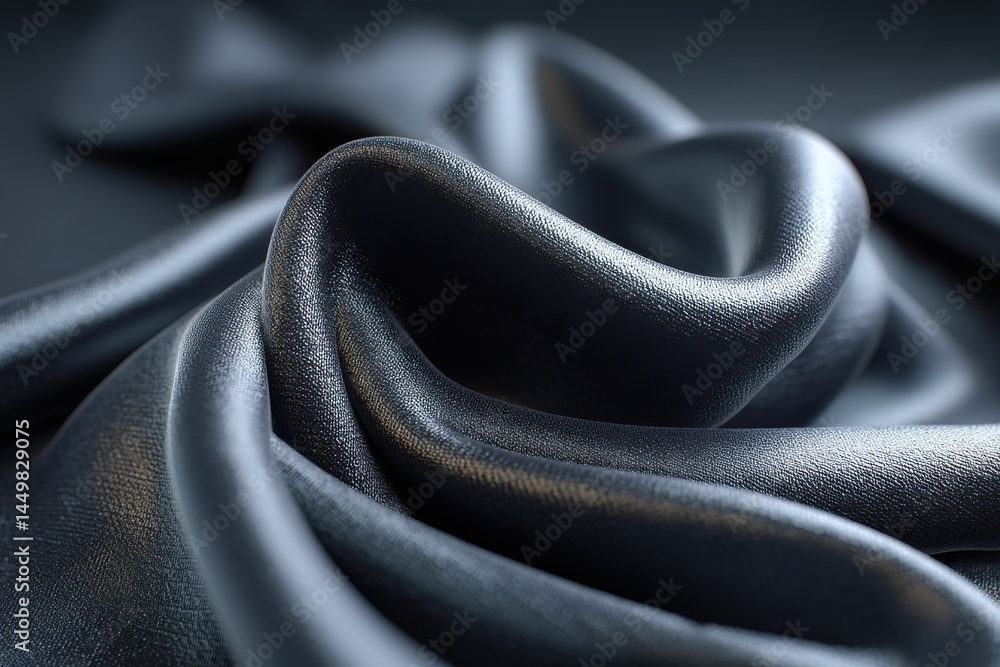 Aufkleber an abstract close-up shot of draped, dark gray satin fabric with a smooth, luxurious texture, gently
