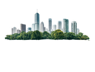 Isolated City Skyline with Park View