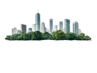 Isolated City Skyline with Park View