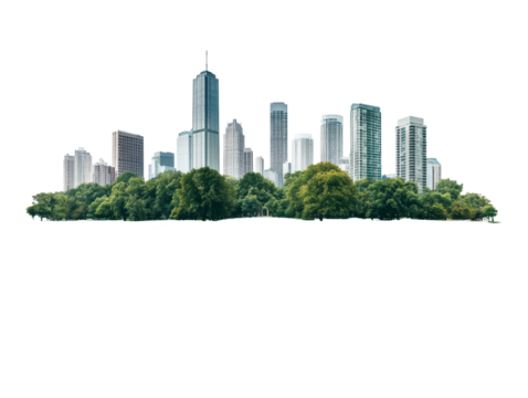 Isolated City Skyline with Park View