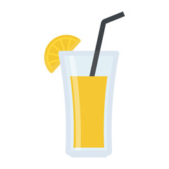 Orange Juice Flat Design Icon