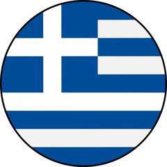Obraz premium Greek flag icon on transparent background. Flag of Greece. Vector icon with black outline around the flag