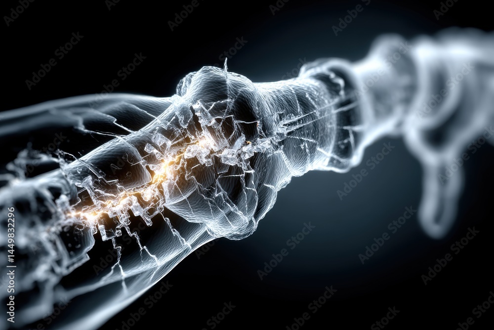 Poster detailed x-ray of abstract neural network, representing data transfer and processing, artificial int