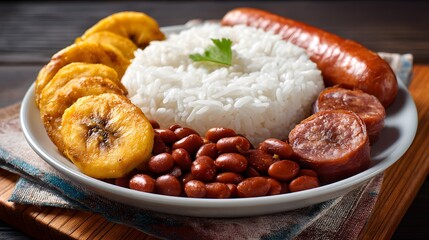 Colombian dish: A close-up shot of a plate filled with a traditional Colombian dish, showcasing a culinary delight and a visual feast.