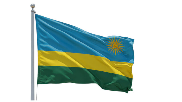 rwanda flag waving isolated on transparent png