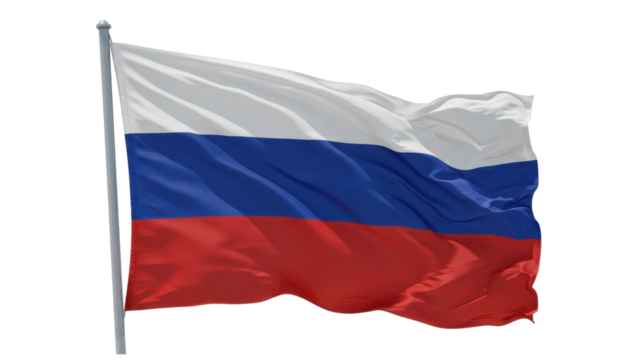 russian flag waving isolated on transparent png