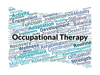 Occupational Therapy Word Cloud. Key Concepts in Functional and Rehabilitation Care