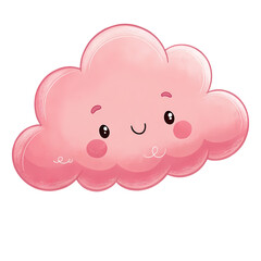 Cute Pink Cartoon Cloud Illustration Kawaii Weather Design isolated on transparent background