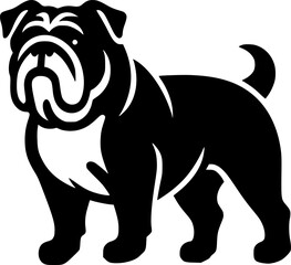 Bold Black and White Bulldog Silhouette