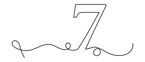 one line continuous number 7 icon. vector illustration.