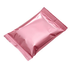 Pink Foil Packaging Sachet Product Mockup Food Packaging Candy Wrapper isolated on transparent background