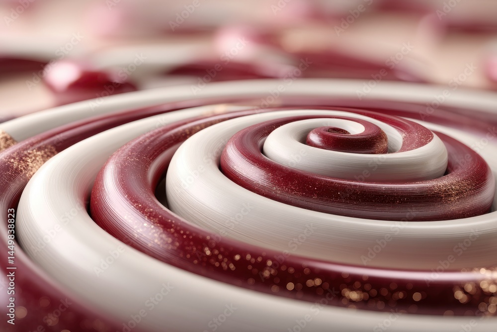 Poster a mesmerizing macro shot captures the intricate swirl pattern of a candy, showcasing alternating ban
