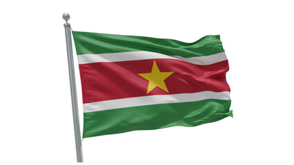 Obraz premium suriname flag waving in wind isolated on transparent png