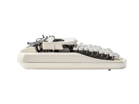 Isolated Vintage Typewriter Side View