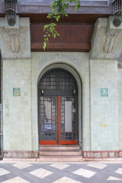 Closed Entrance Door to Old Abandoned Bank in Budapest Hungary