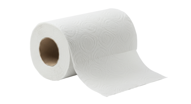 Textured paper roll unraveling downwards