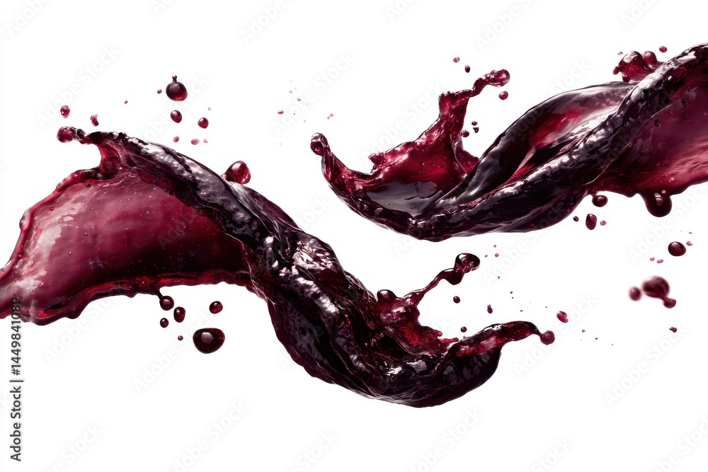 Aufkleber an artistic view of a splash of red wine on a white background, showing the movement and texture of 