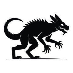 Fototapeta premium Chupacabra Silhouette, Vector, Icon, Logo, White Background.
