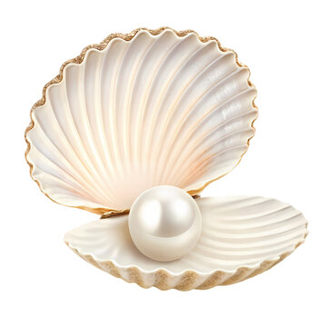 Pearl in Seashell Ocean Treasure on Transparent background