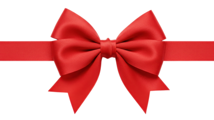 red ribbon bow isolated on transparent png