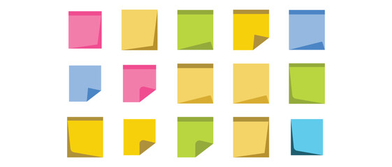 set sticky notes icon, set of paper stickers vector.
