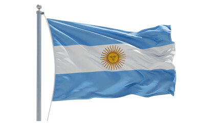 argentinaflag waving in wind isolated on transparent png