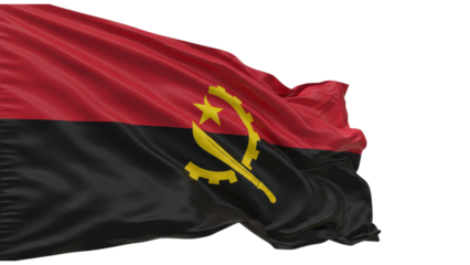 angola flag waving in wind isolated on transparent png