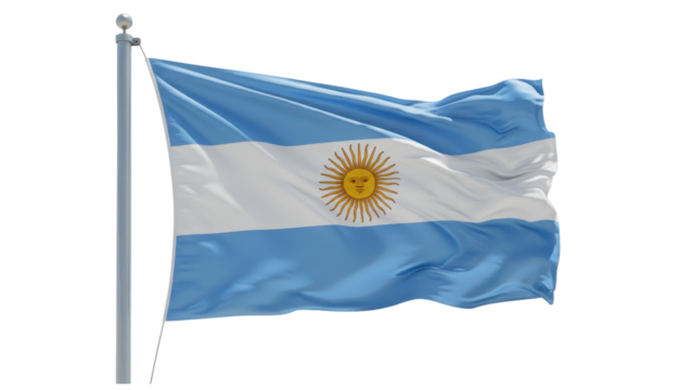 argentinaflag waving in wind isolated on transparent png - Powered by Adobe