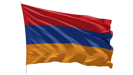 armenia flag waving in wind isolated on transparent png