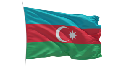 azerbaijan flag waving in wind isolated on transparent png