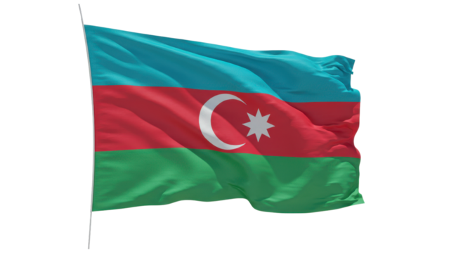 azerbaijan flag waving in wind isolated on transparent png