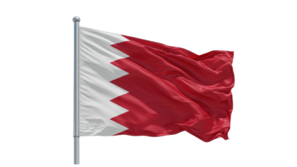 bahrain flag waving in wind isolated on transparent png