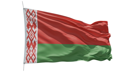 belarus flag waving in wind isolated on transparent png