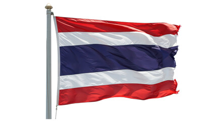 thailand flag waving in wind isolated on transparent png